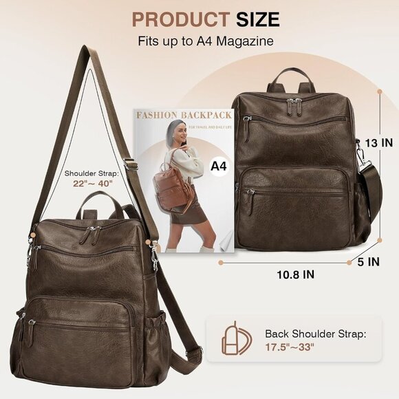 Fashionable Soft Leather Backpack for Women - Water-Resistant Daypack for Travel main image 5